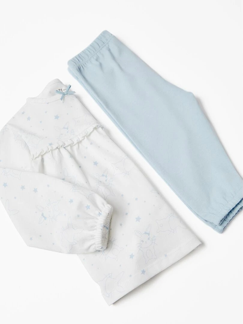 Pyjama en Coton Bébé Fille 'Bunny' manches longues  ESSENTIALS LINE   Bleu clair