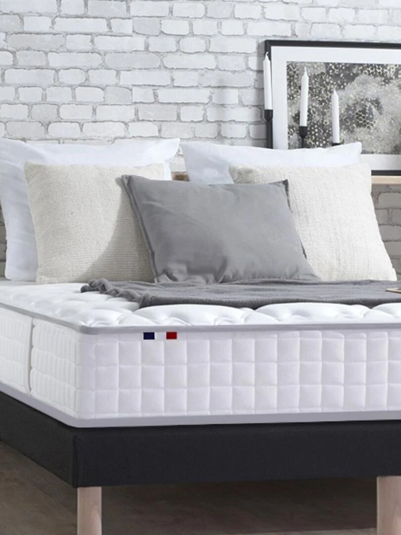 Ensemble Matelas Ressorts COSMOS + Sommier Made in France Sommier Noir Noir Blanc