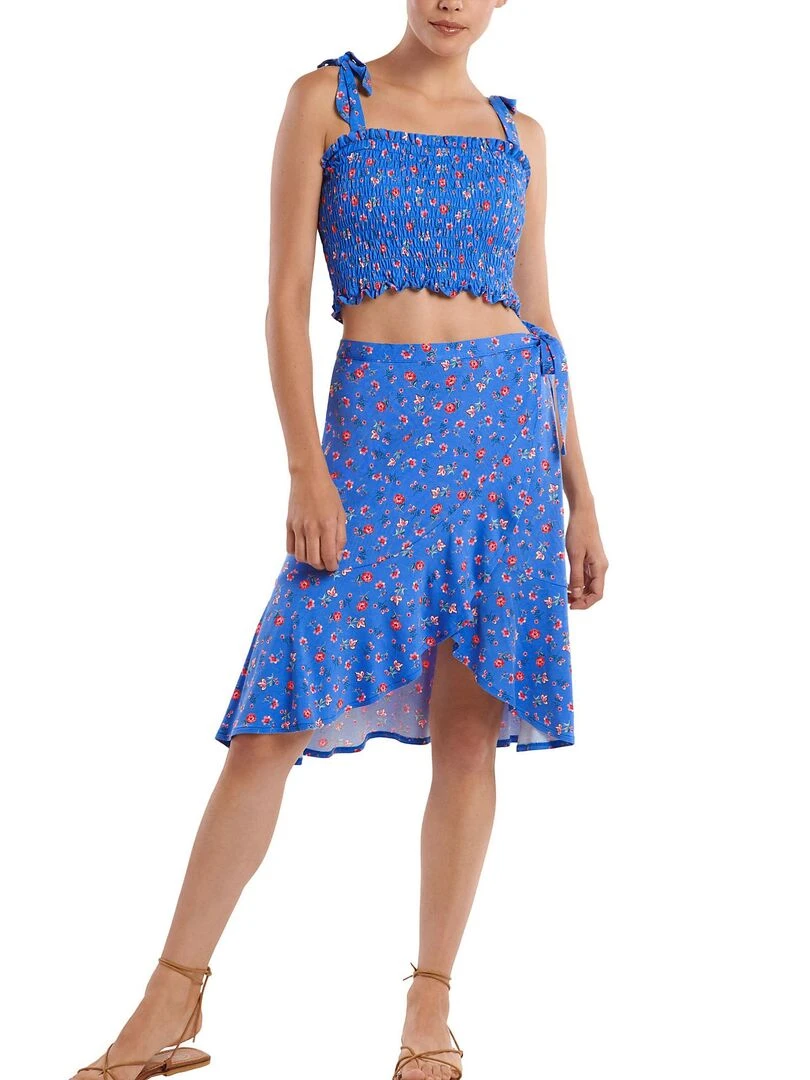 Top court smocké Java   Bleu