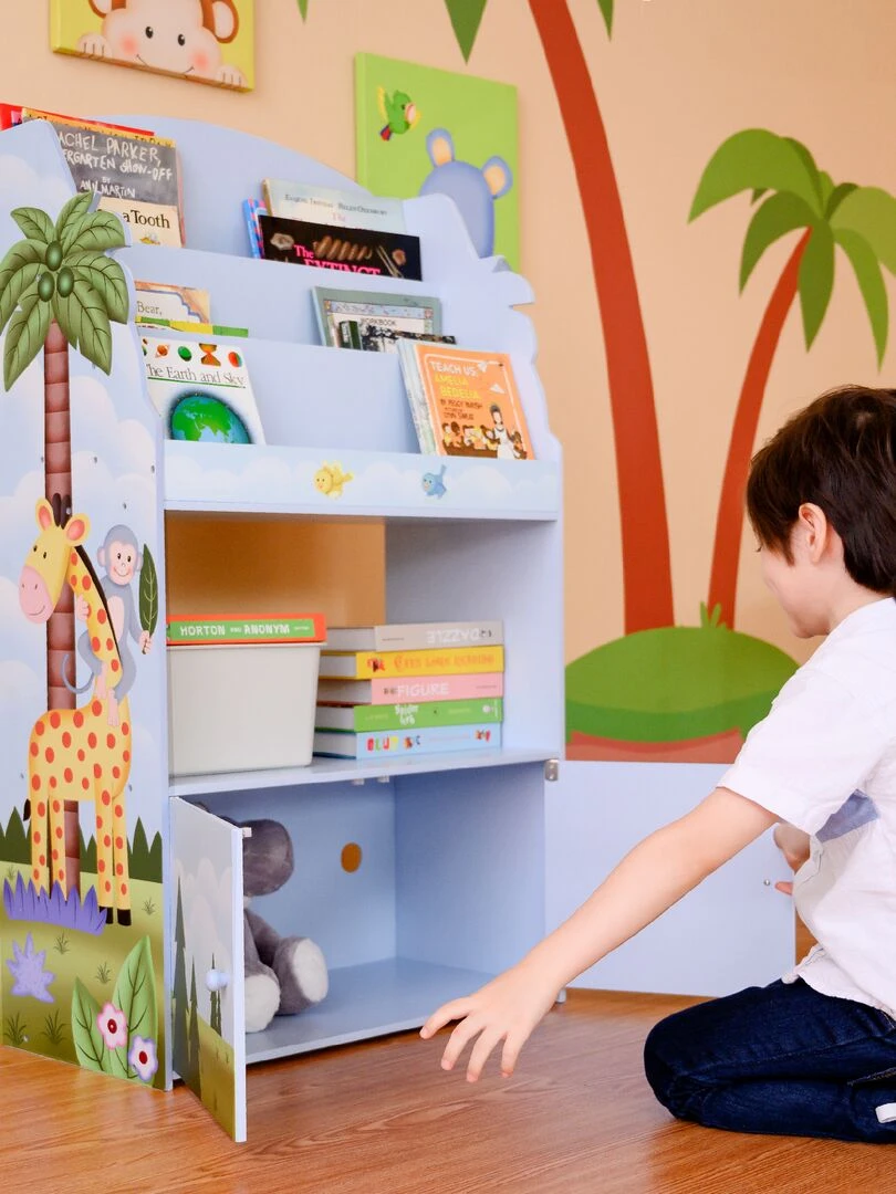Bibliothèque enfant avec placard de rangement en bois bleu Fantasy Fields TD 13394SS Multicolore