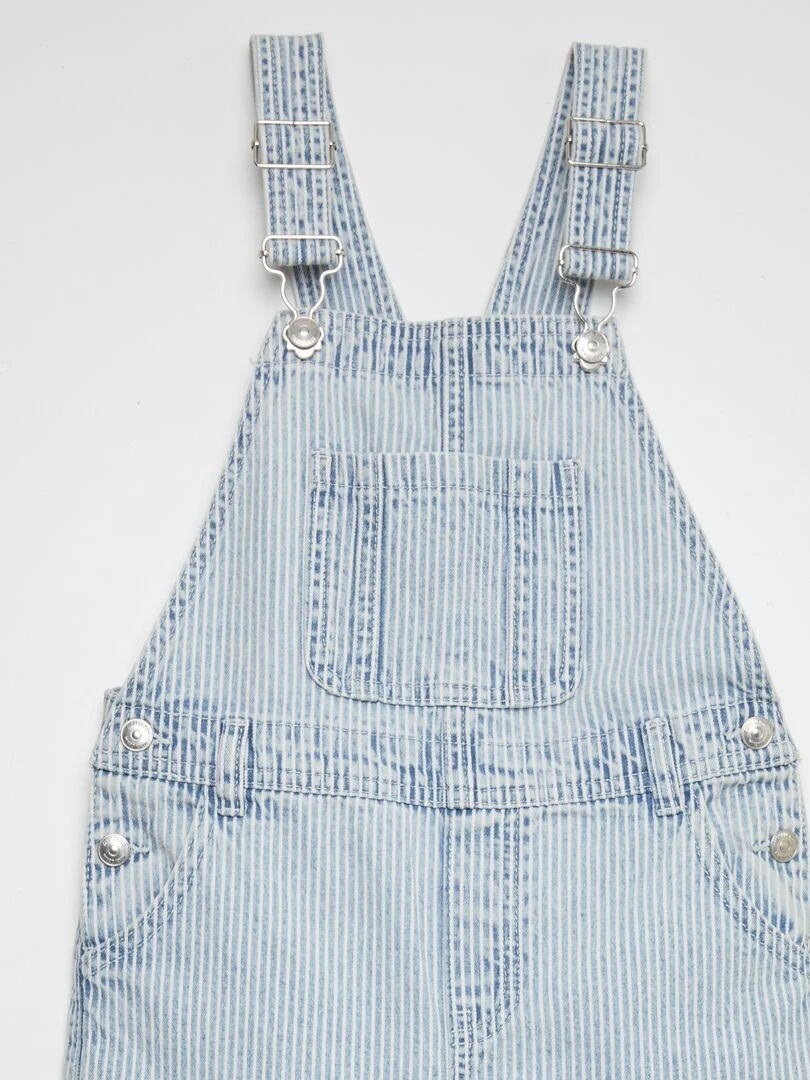 Salopette en jean avec rayures   Bleu