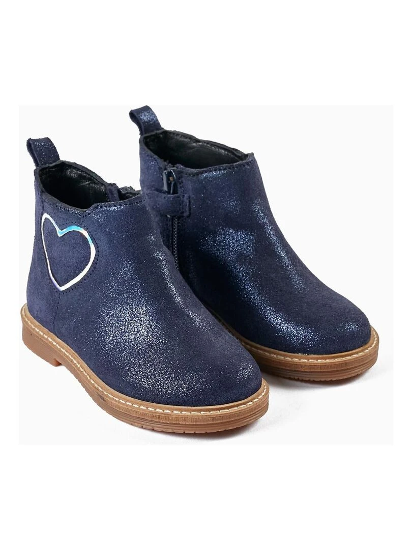 Bottines brillantes avec cœur pour bébé fille GREAT GOALS GREAT WORLD Bleu foncé