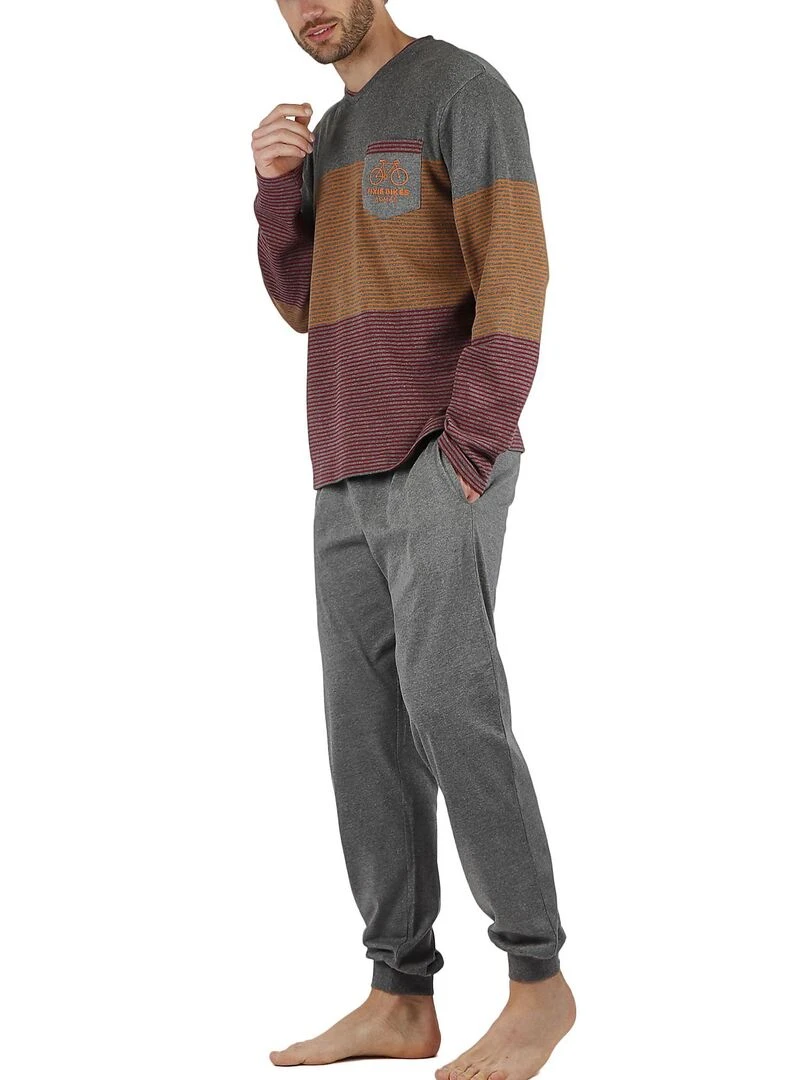 Pyjama pantalon et haut Rayas Fixie Bikes   Gris