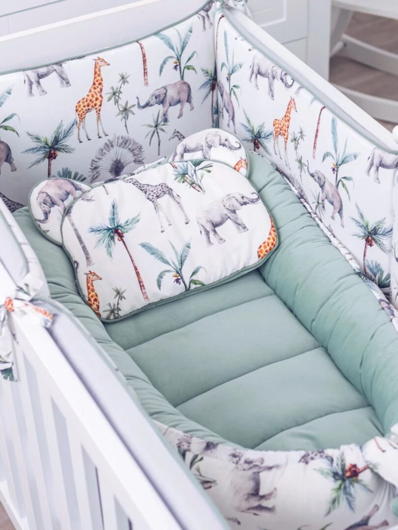 Cocon nid bébé matelassé réducteur de lit  Safari   Multicolore