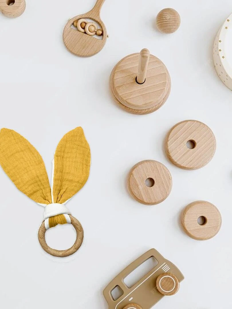 Anneau de Dentition en Coton Bio Honey   Beige