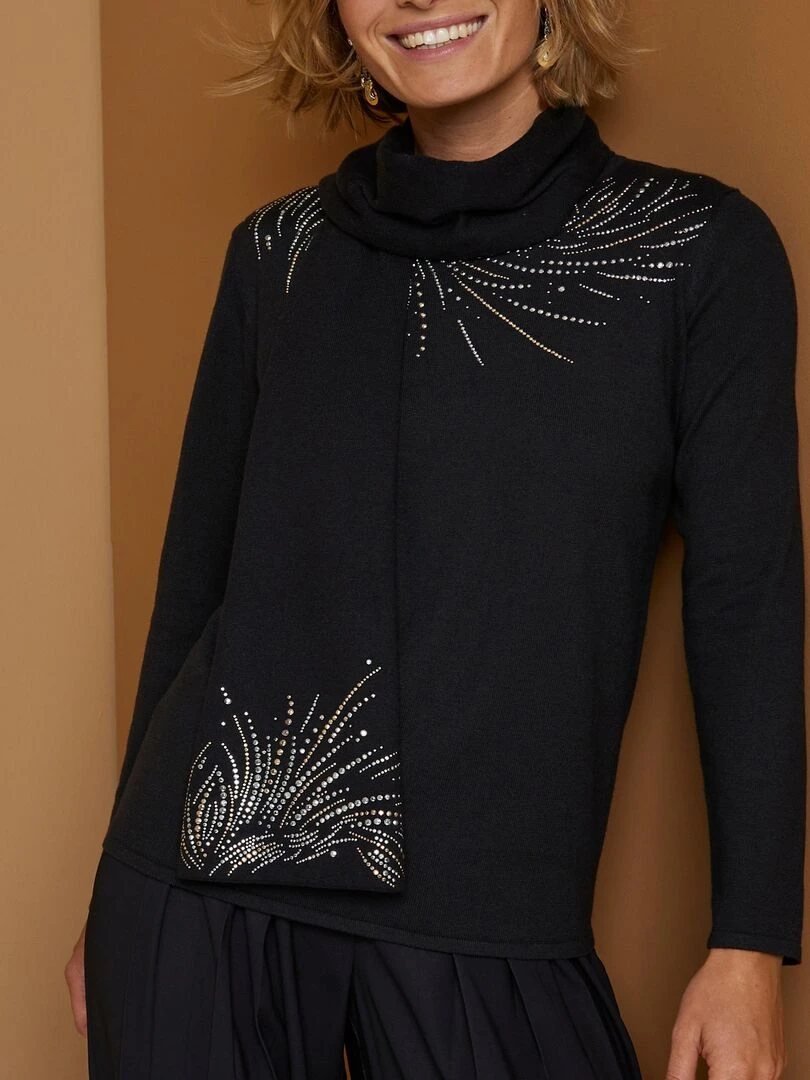 Écharpe en maille à sequins.   Damart   Noir