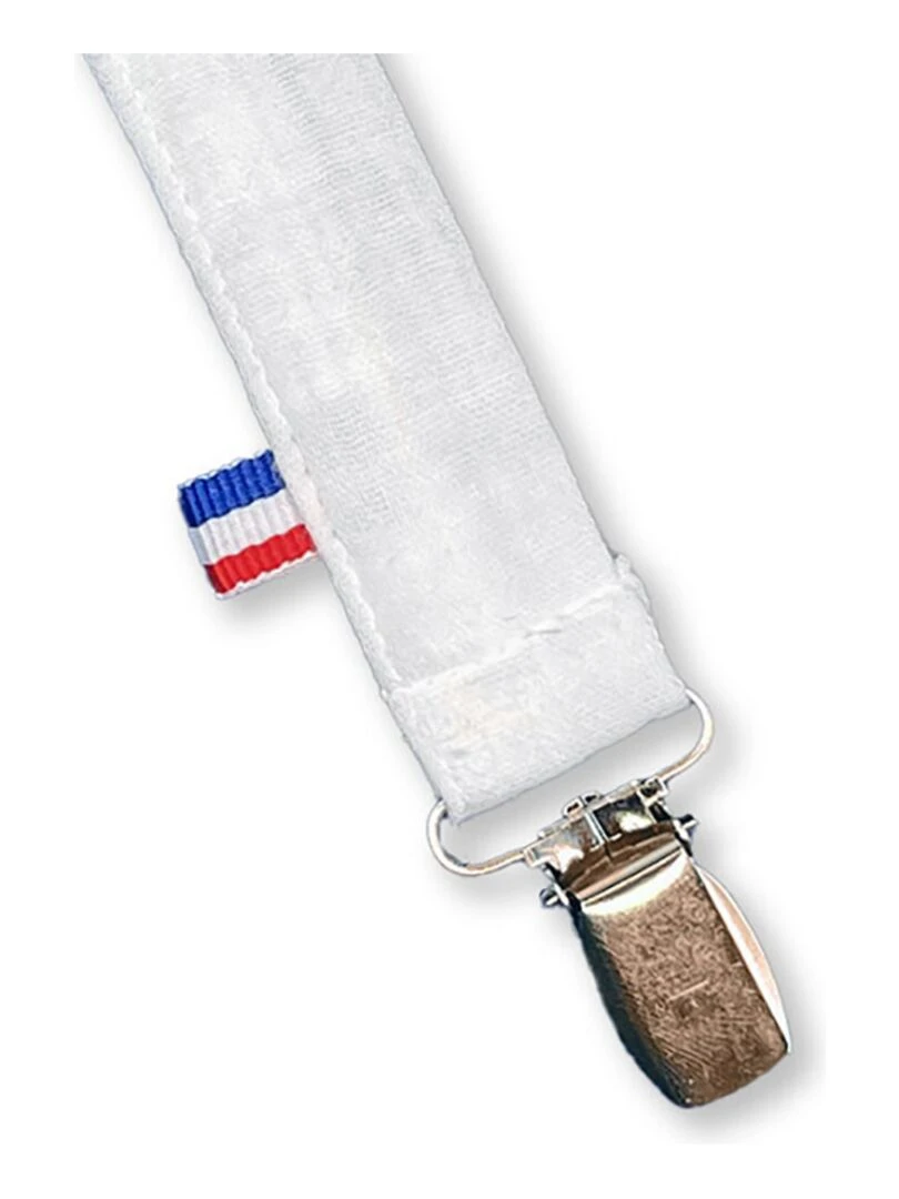 Attache Tétine en Coton Bio Teddy Blanc Blanc