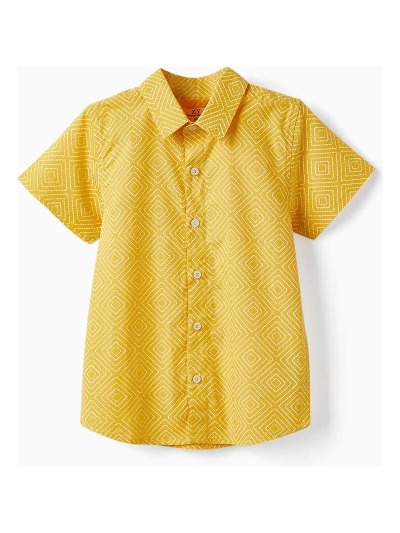 Chemise à manches courtes en coton pour garçon manches courtes CÉRÉMONIE Blanc Orange clair