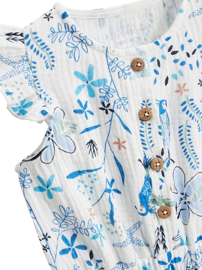 Combishort bébé + chapeau en gaze de coton Océan d'amour   Ecru
