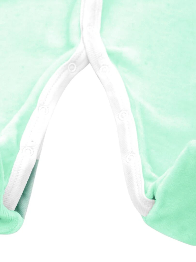 Pyjama Velours   100% Coton Biologique   1 À 6 Mois   Vert d'eau