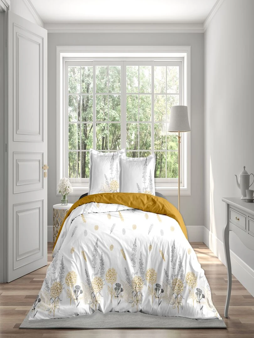 FRENCH CHIC GRIS OCRE HC 240x220 PLACEE + 2TAIES PLACEES Gris clair