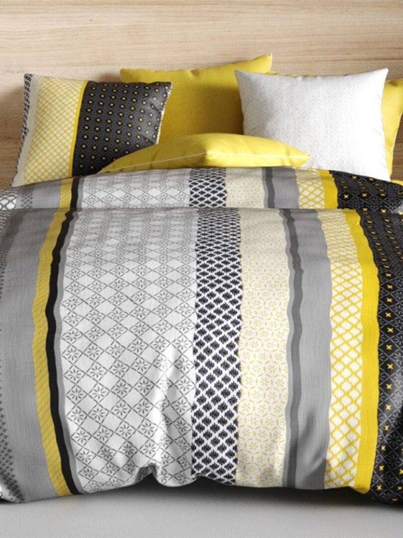 Housse de couette 140x200 Lumi + 2 taies 100% coton 57 fils Blanc
