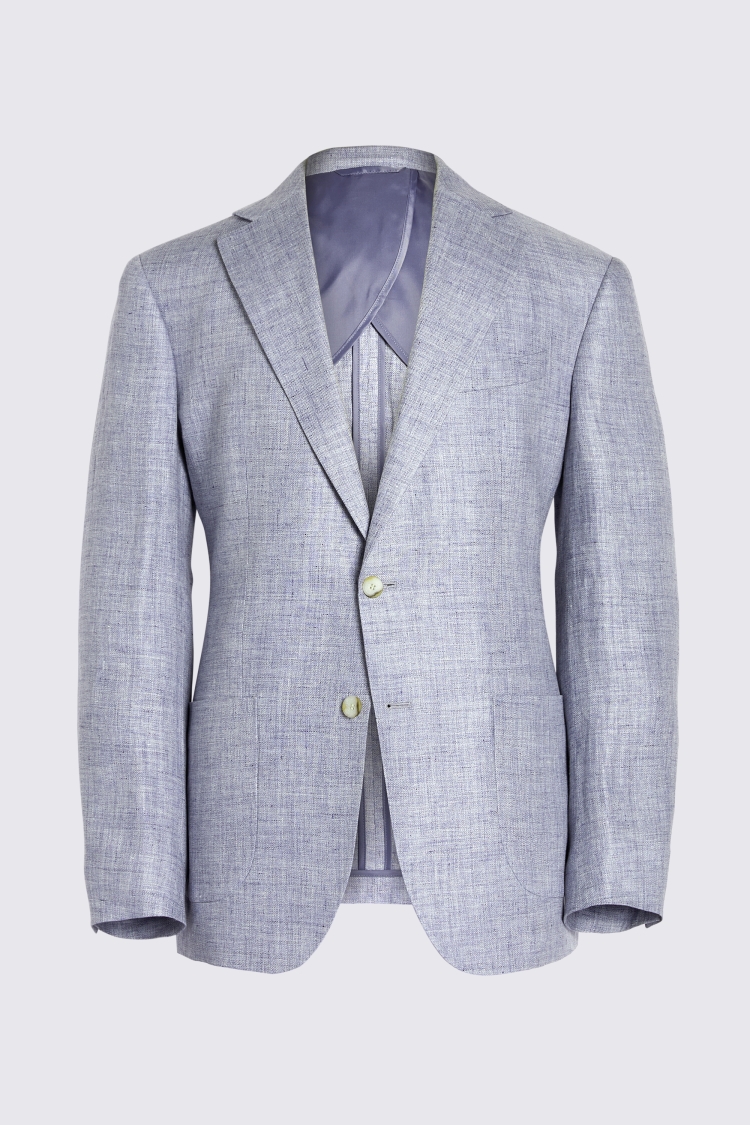 Regular Fit Light Blue Linen Jacket    Buy Online at Moss
