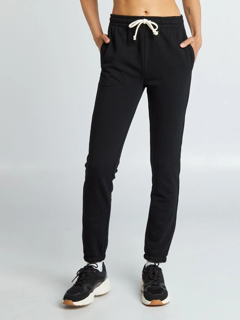 Jogging uni en molleton fin noir