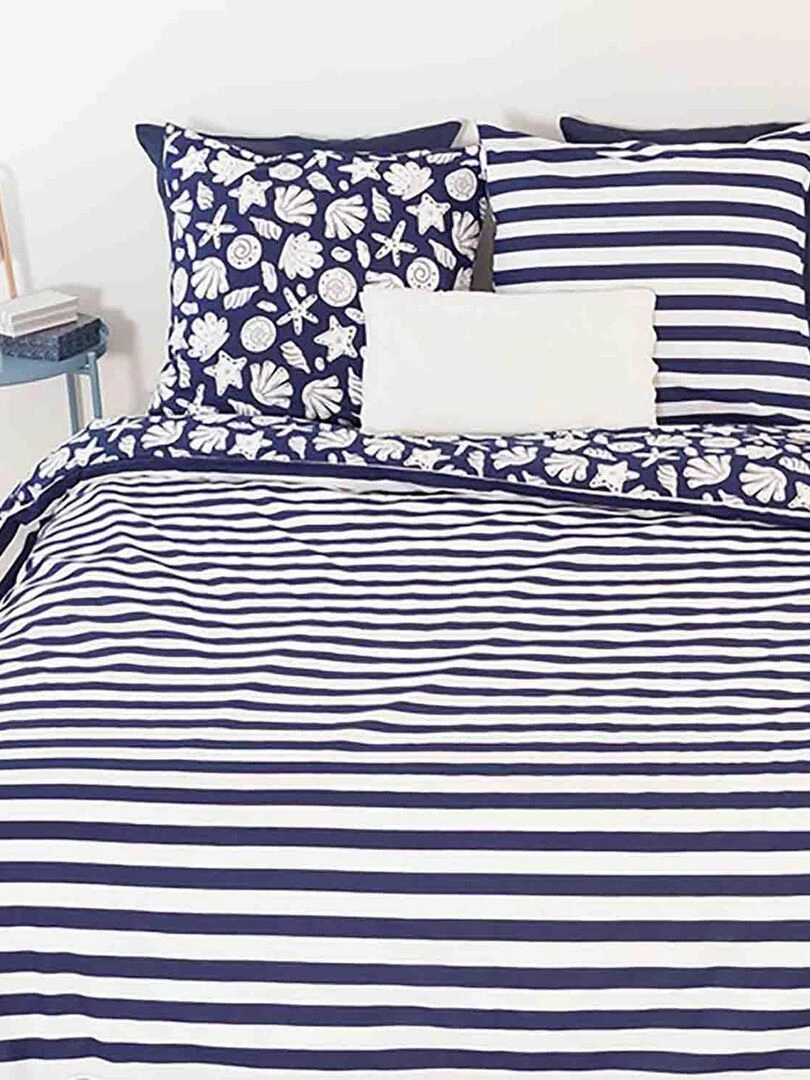 Housse de couette + 2 taies d'oreiller 63x63 Coton Capri Bleu