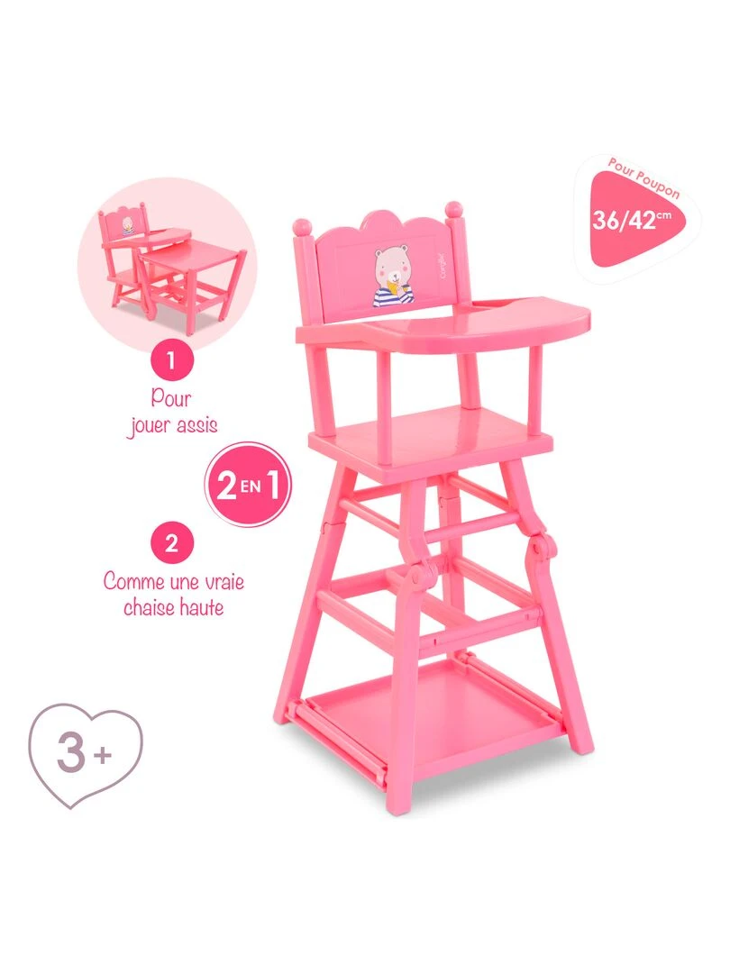 Chaise Haute Rose pour poupon 36 et 42 cm N/A