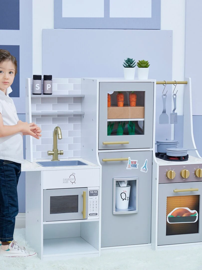 Cuisine enfant en bois avec 7 accessoires dinette jeux d’imitation Teamson Kids   N/A