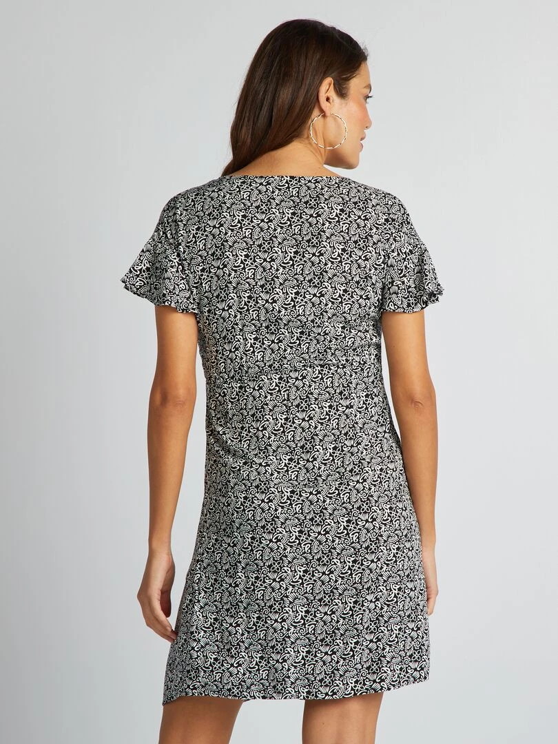 Robe légère de maternité resserrée à la taille   Noir/blanc