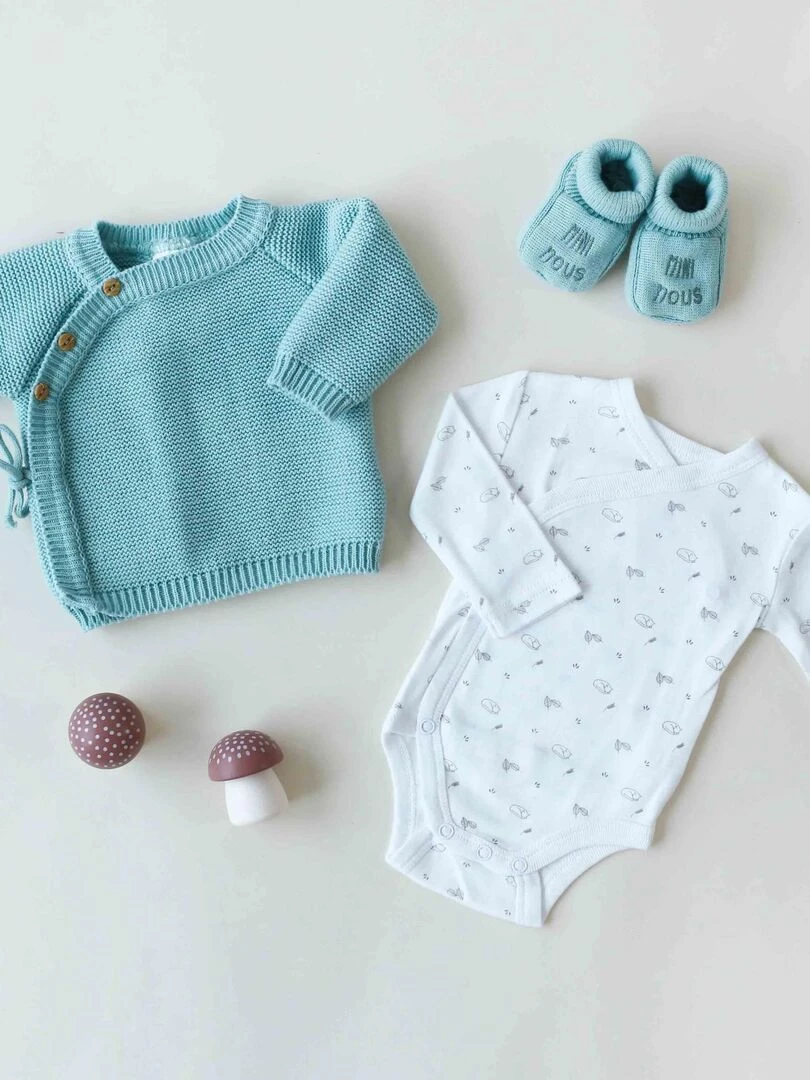 Kit naissance bébé en maille   Vert clair