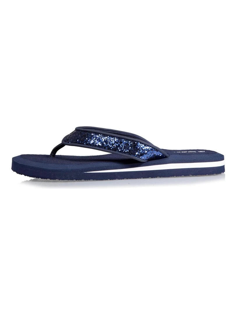 Tongs Femme unie à perles yoga confort Marine   Bleu marine