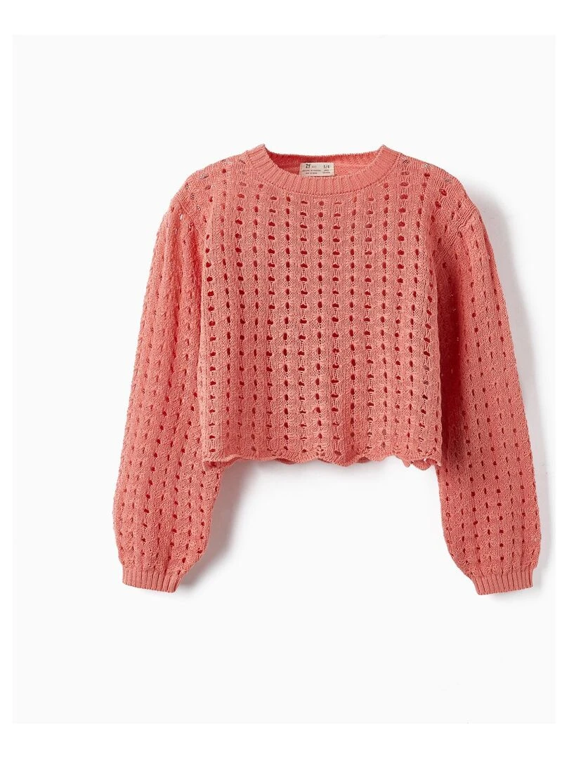 Pull en Maille en Coton pour Fille THE WAVE TRIBE Orange corail