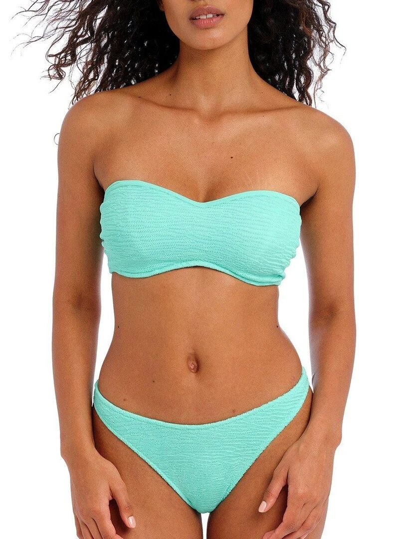 Haut de maillot bandeau texturé à armatures Ibiza waves Bleu