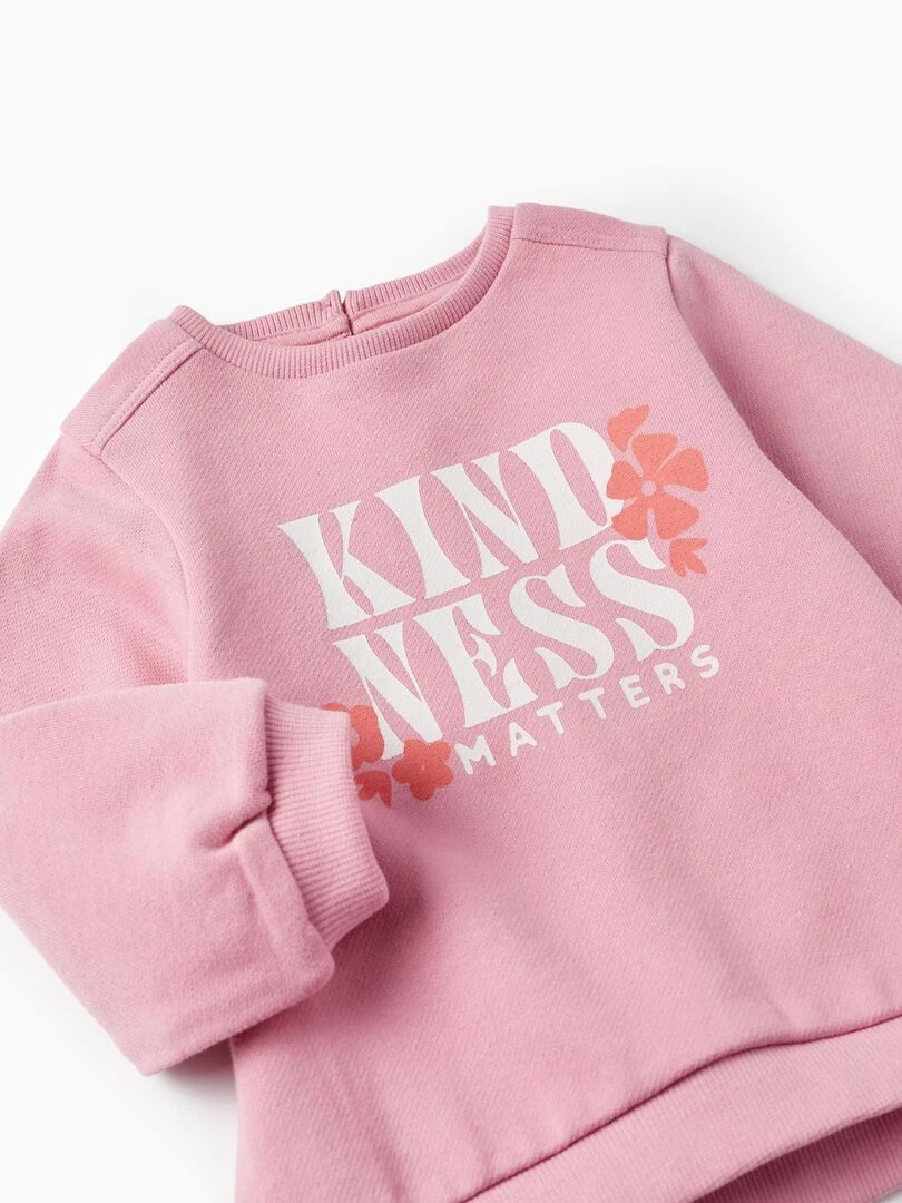 Pull en coton pour bébé fille 'Kindness Matters'  THE WAVE TRIBE   Rose clair