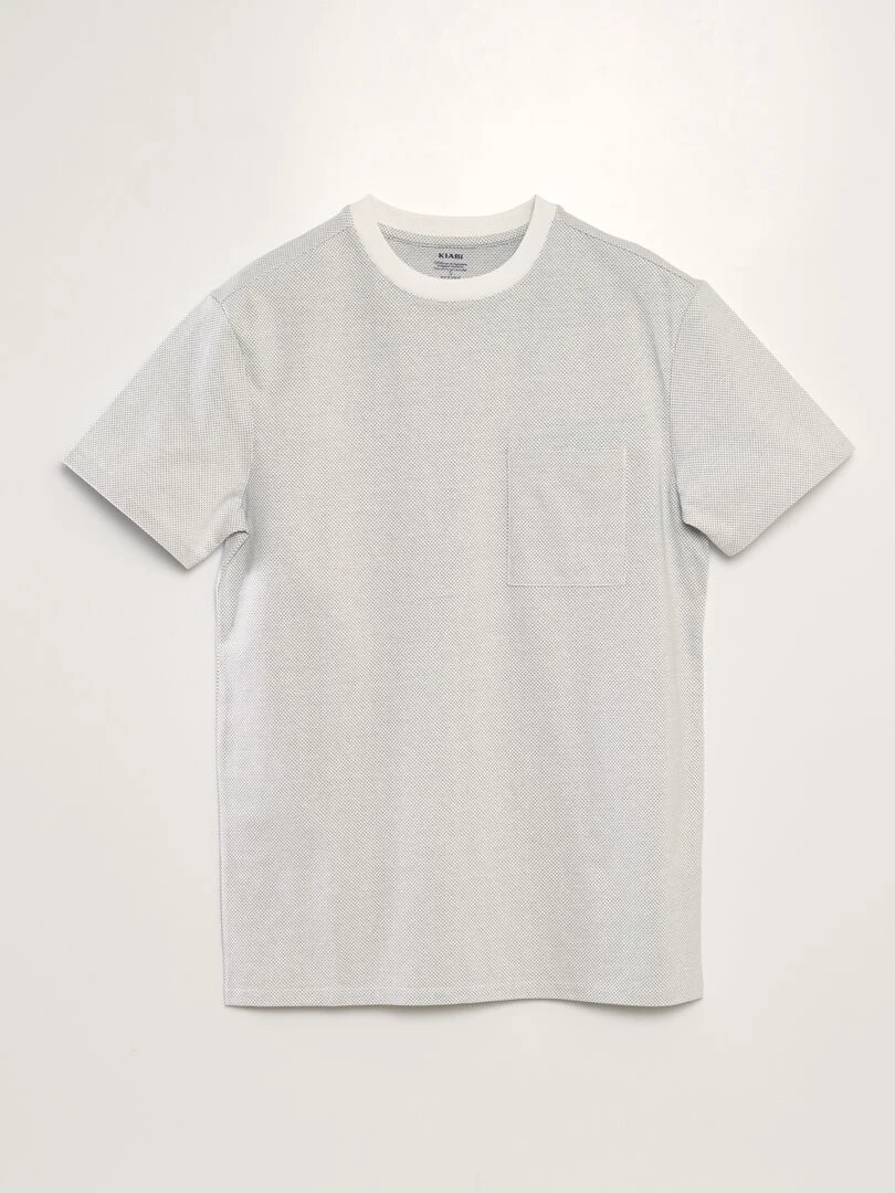 T shirt moucheté à poche poitrine blanc