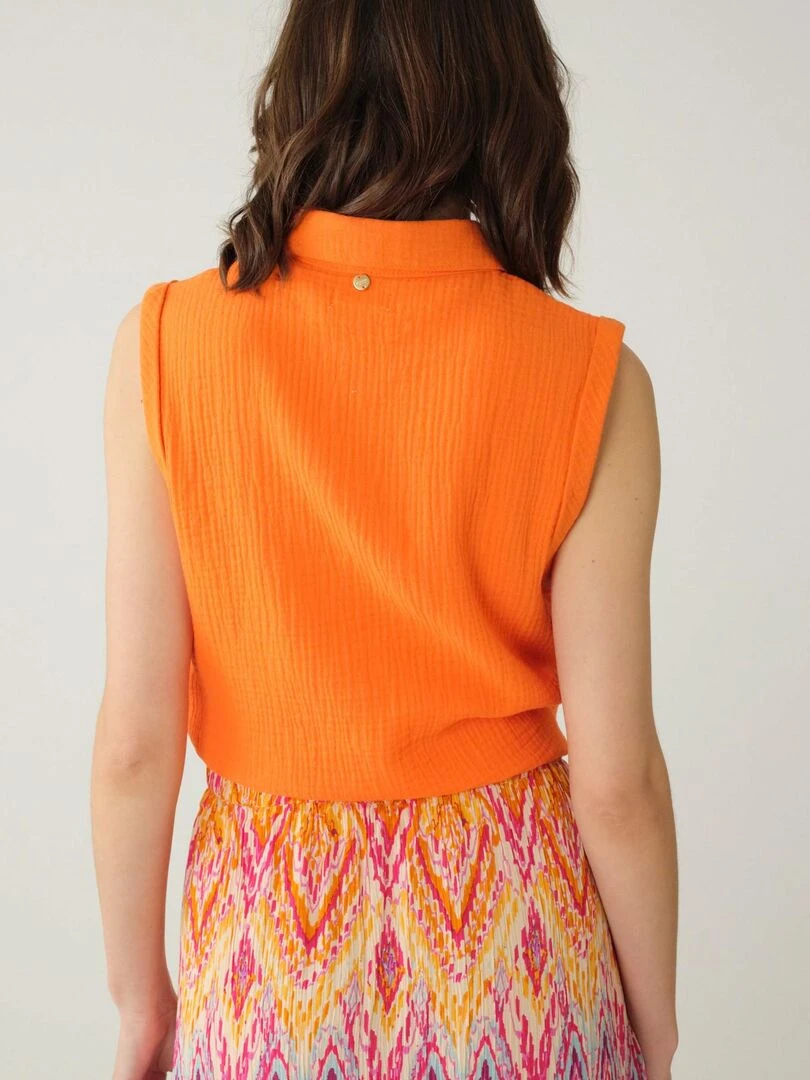 Chemise à manches courtes à revers pour femme 'Deeluxe'   Orange