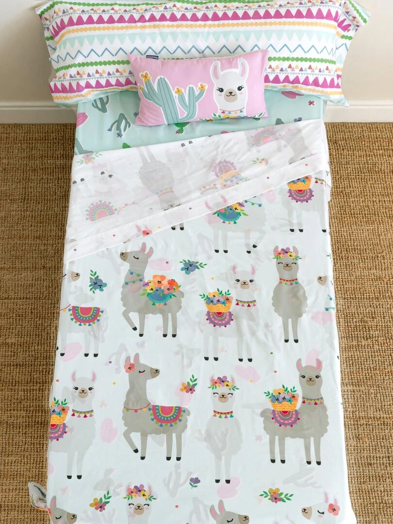 Parure de lit 2 pièces Cute llamas "Happyfriday" Multicolore