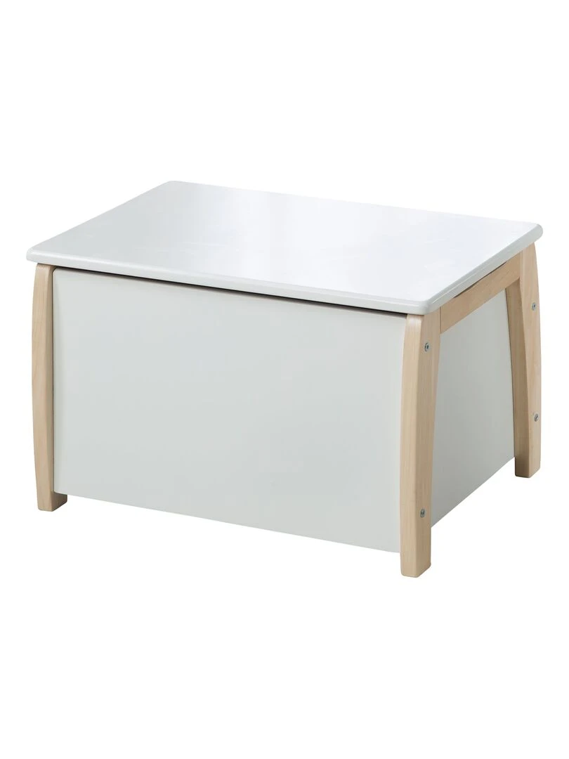 ROBA Banc Coffre à Jouets 2 en 1 en Bois Massif pour Enfant Fermeture Douce Bicolore Blanc Beige