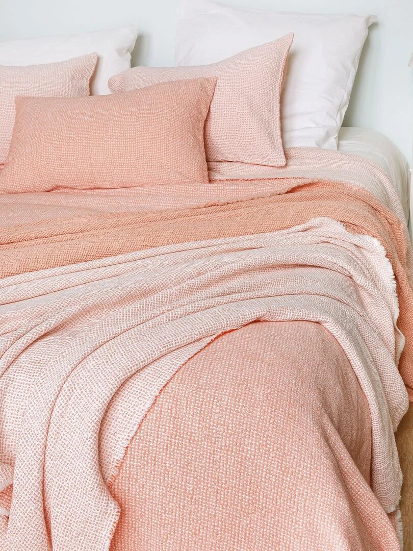 Dessus de lit réversible en tissu jacquard Orange corail