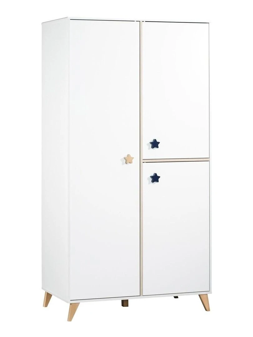 Armoire 3 portes bébé boutons étoile SAUTHON Blanc