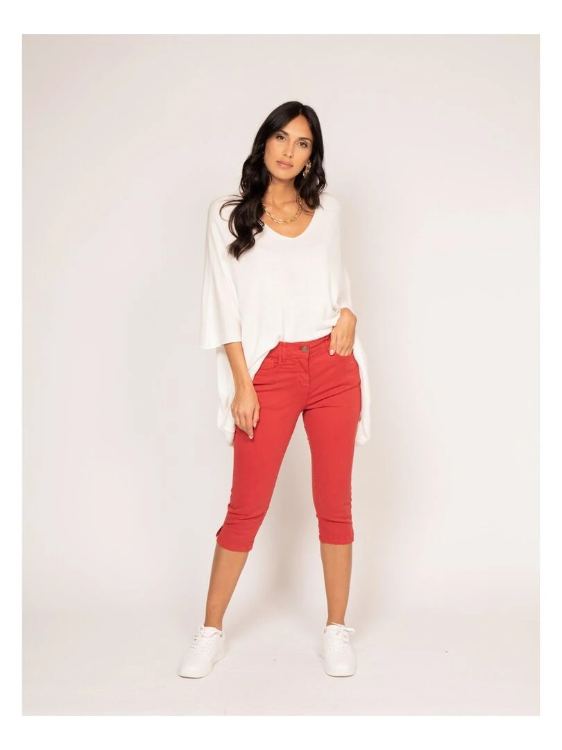 Pantacourt slim XIMI   Rouge