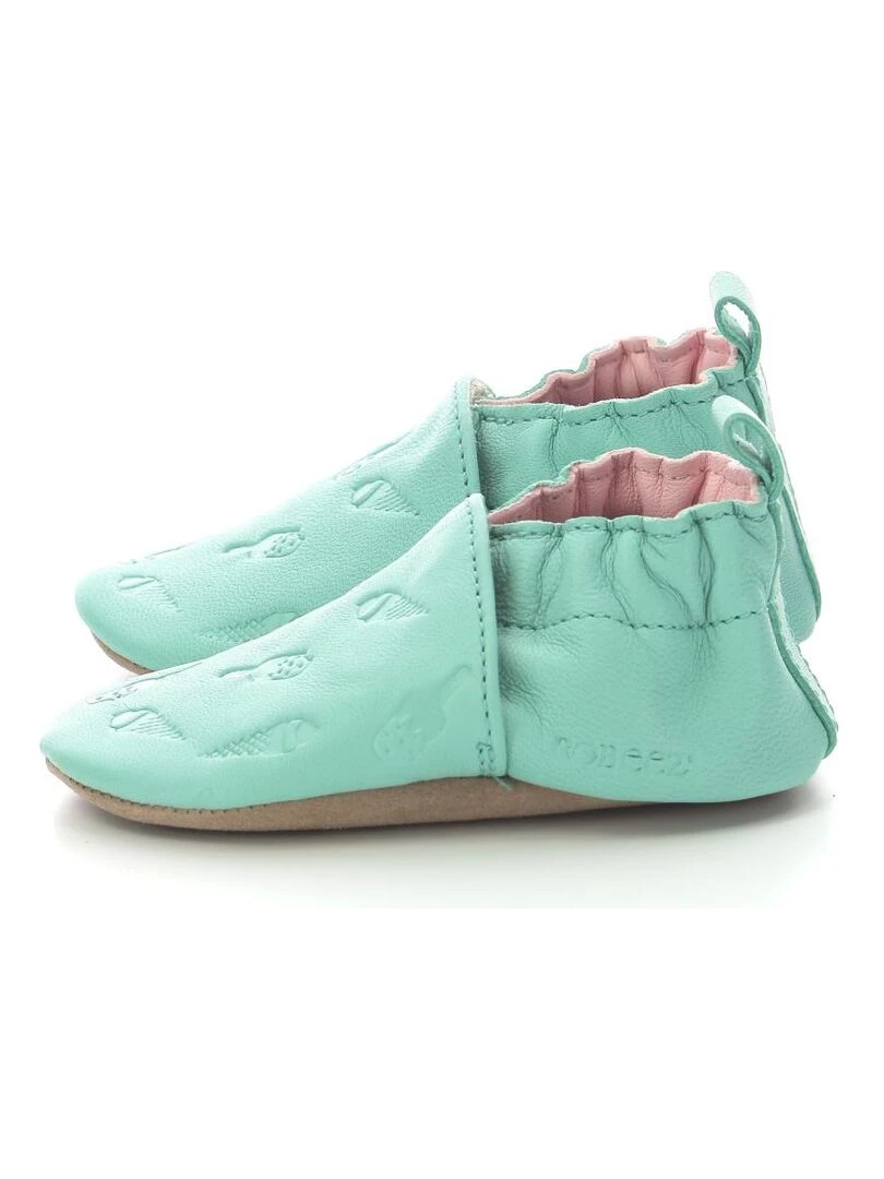 Chaussons Cuir Stick And Cone   Bleu turquoise