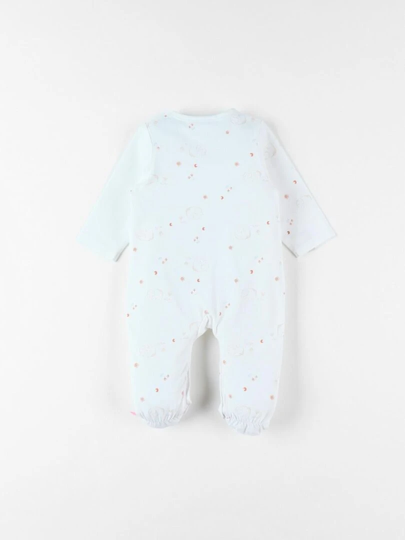 Pyjama naissance 1 pièce éléphant en jersey Noukie's Blanc
