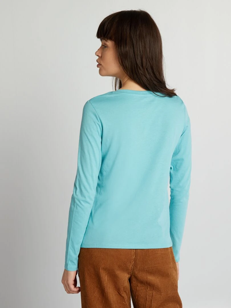 T shirt col V   Bleu