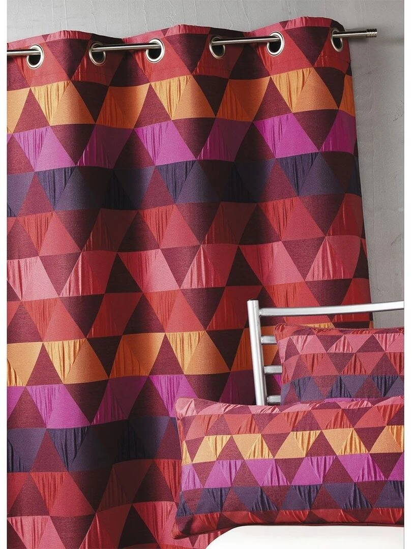 Rideau ameublement Jacquard 'triangles' Bordeaux