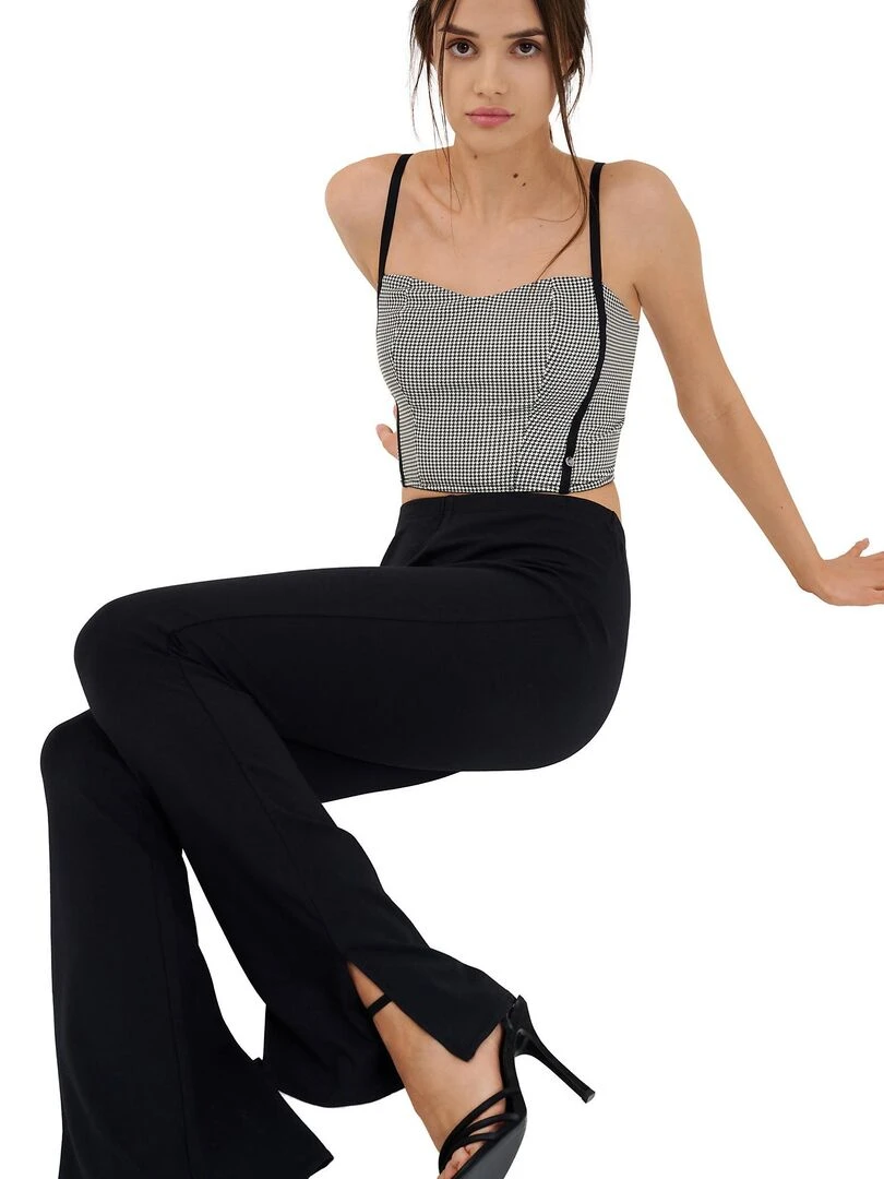 Bas pyjama pantalon évasé Mia   Noir