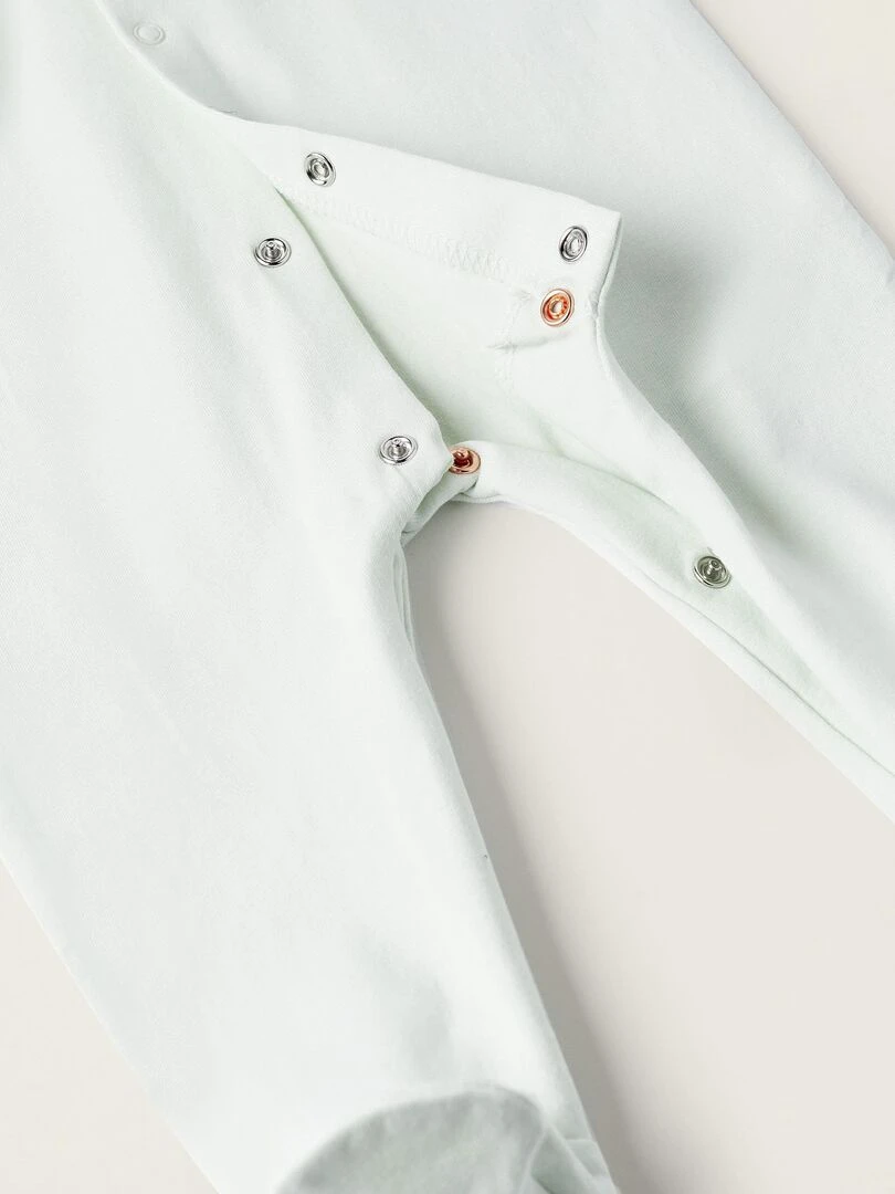 Grenouillère en Coton avec Broderie Anglaise pour Nouveau Née   Bleu clair