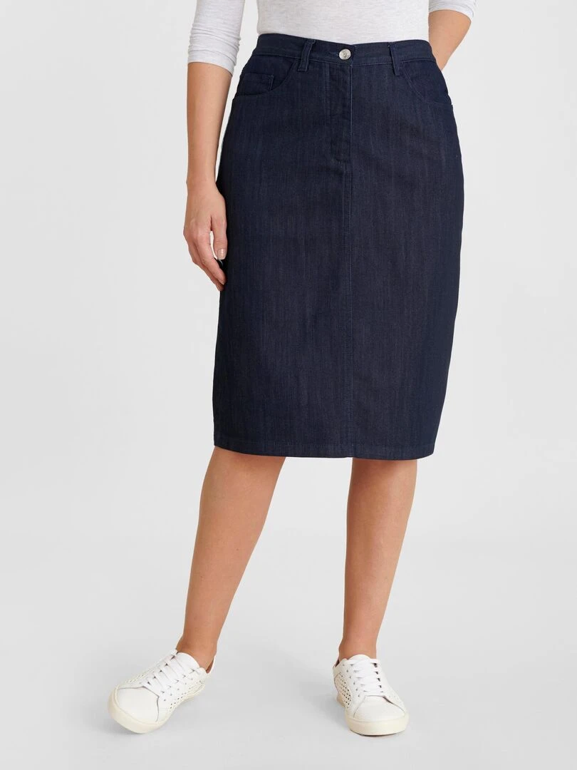 Jupe toile extensible Damart Bleu foncé