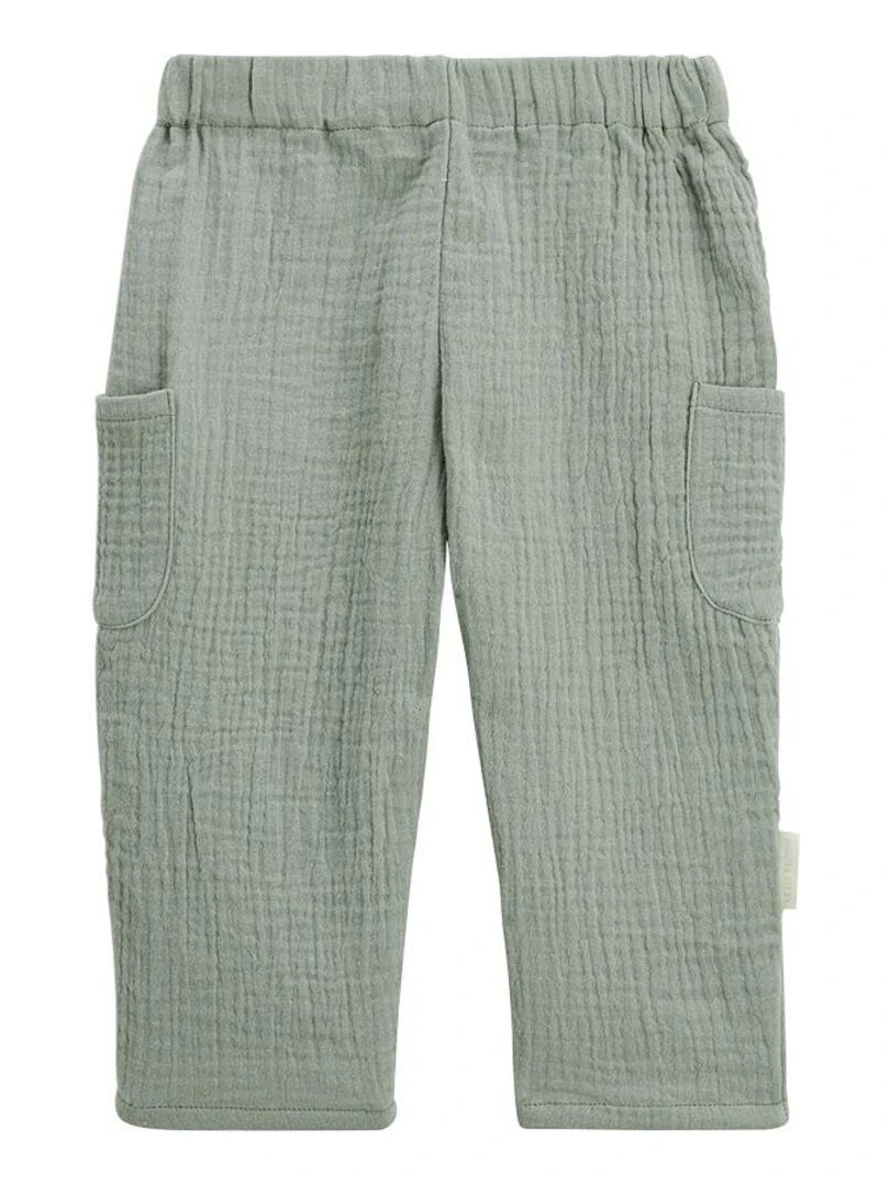 Pantalon bébé en gaze de coton kaki Gao Kaki