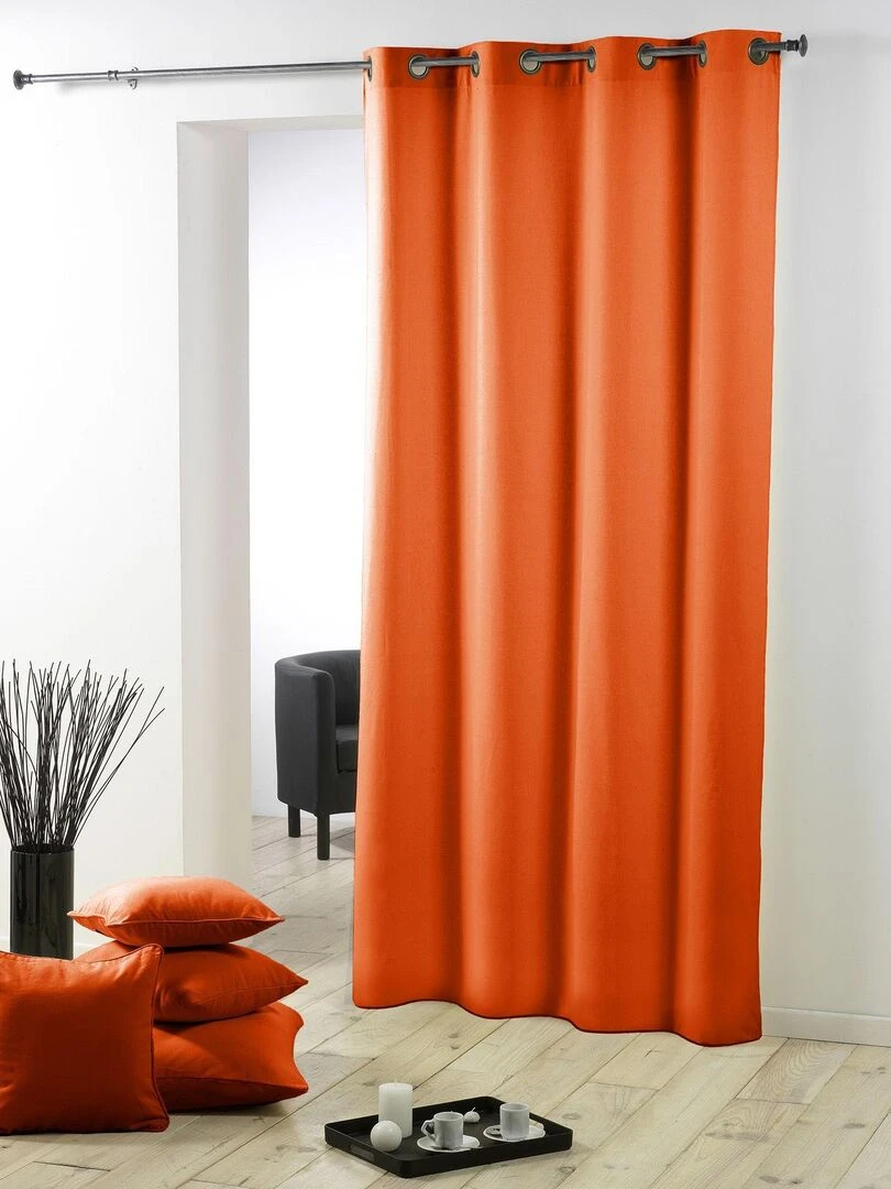 Rideau a oeillets Polyester uni Collection Essentiel Orange