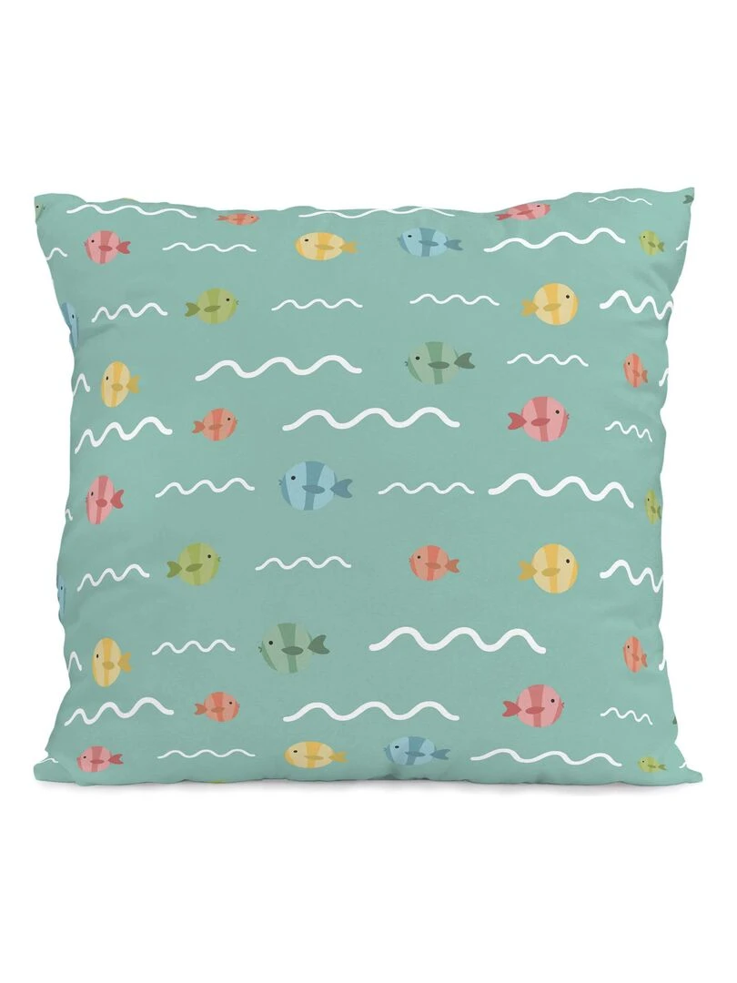 Taie d'oreiller World map "Happyfriday"   Bleu Jaune Blanc