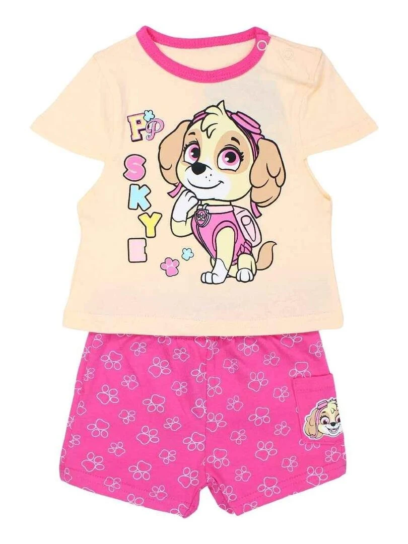 Paw Patrol Ensemble T shirt short bébé fille Imprimé La Pat' Patrouille Rose