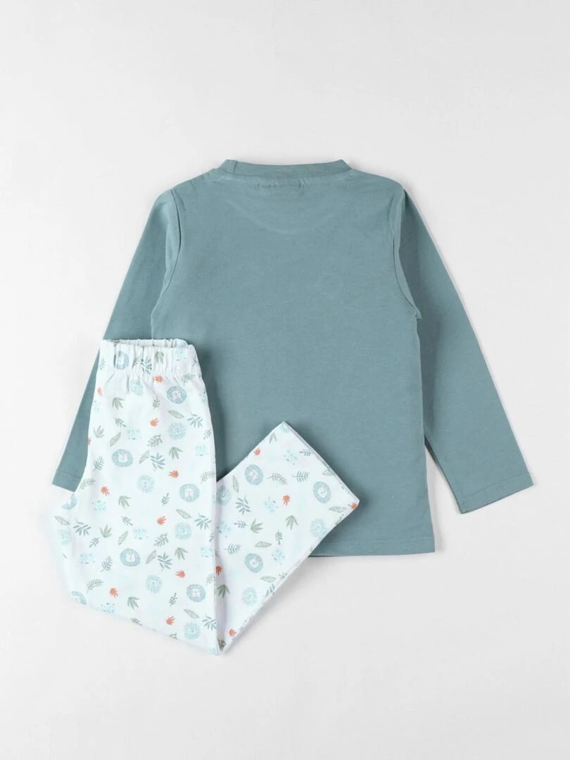 Pyjama 2 pièces léopard en jersey sauge/écru Noukie's Blanc