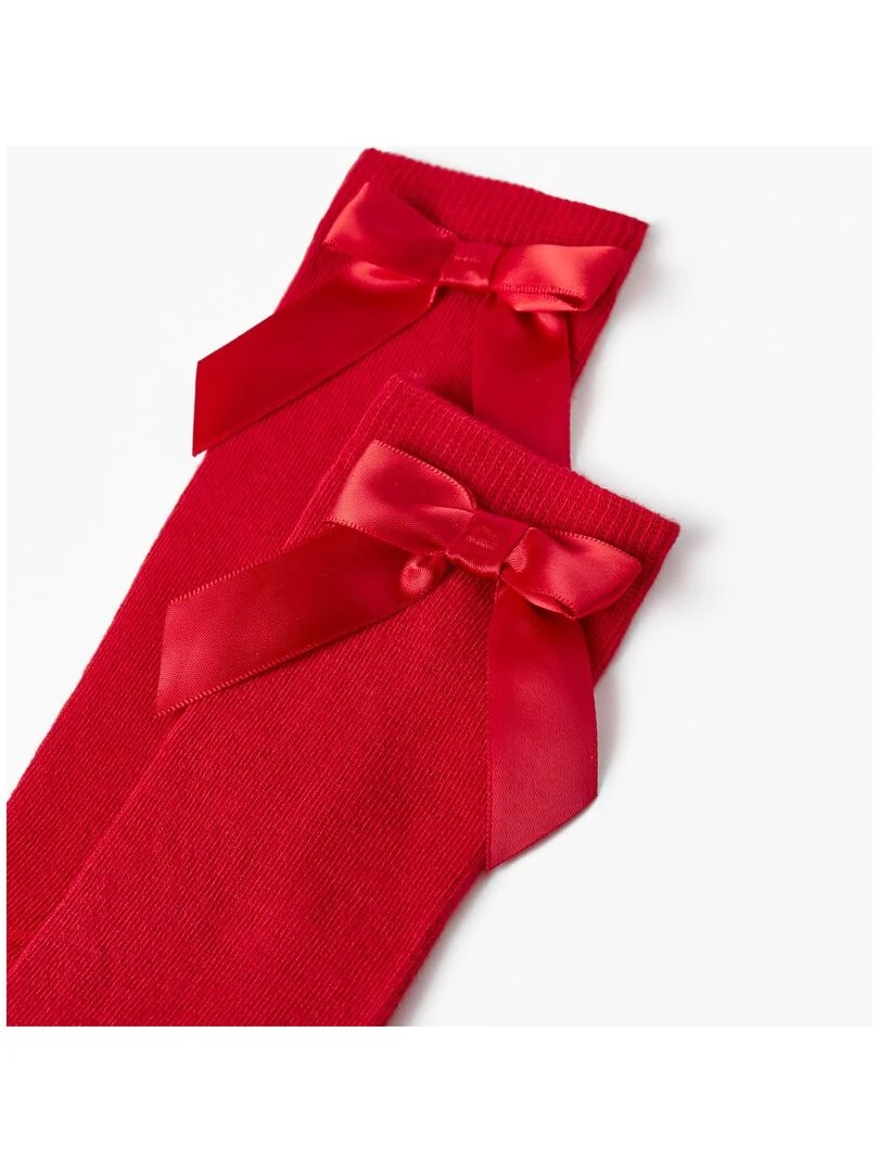 Chaussettes hautes avec nœud pour fille ROYALS OFF DUTY Rouge foncé