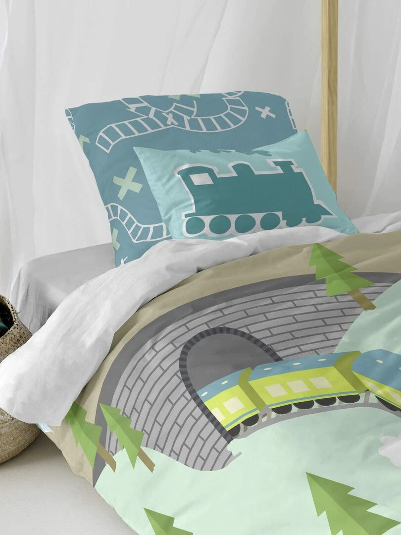 Housse de coussin Train "Happyfriday"   Blanc