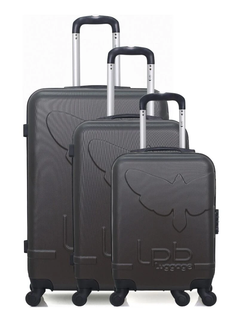 LPB LUGGAGE SET DE 3 ABS NORINE A 4 ROUES Gris foncé
