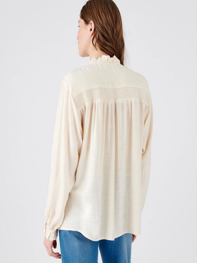 Chemisier smocks et volants   Damart   Beige clair